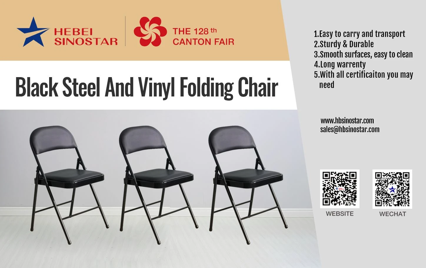Black Steel And Vinyl Folding Chair hbsinostar 4 Black Steel And Vinyl Folding Chair hbsinostar 4