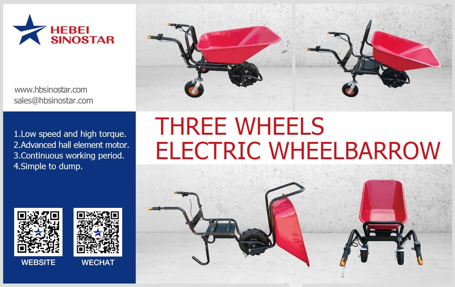 Three Wheels Electric Wheelbarrow hbsinostar7